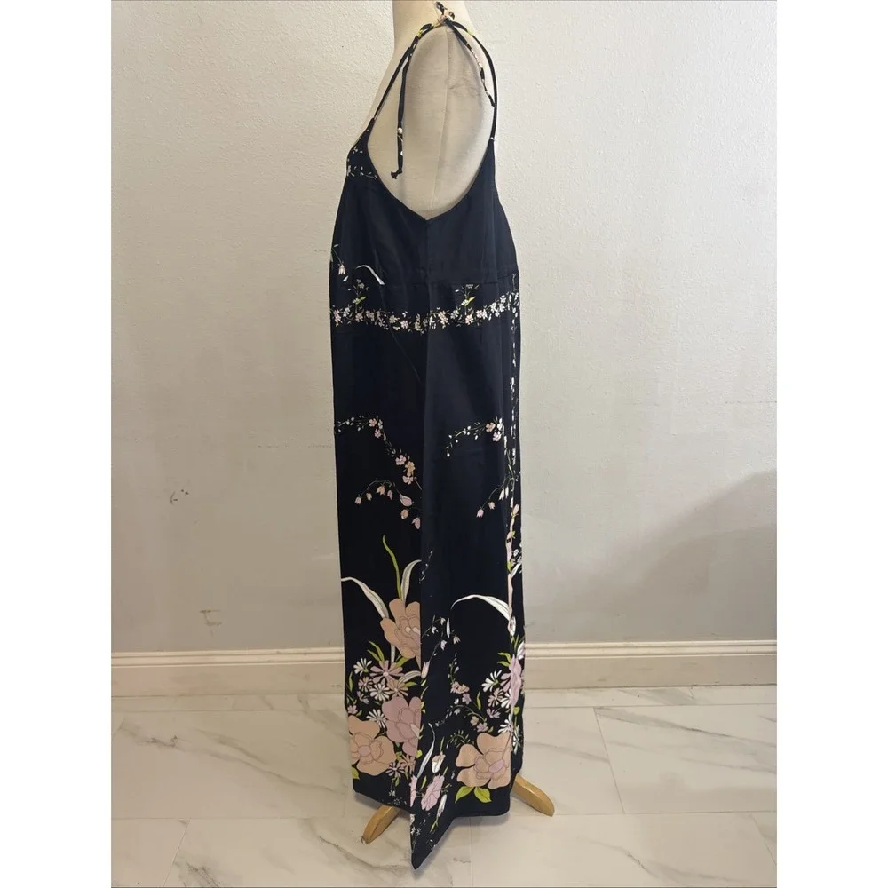 Vtg‎ Dutchess Individually Yours Maxi Dress M Black Floral Babydoll Cottagecore - Picture 4 of 14
